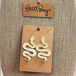 Golden Slithery Snake Stud Earrings